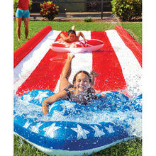 Load image into Gallery viewer, WOW Americana Stars &amp; Stripes Inflatable Slide  with two kids slding on it