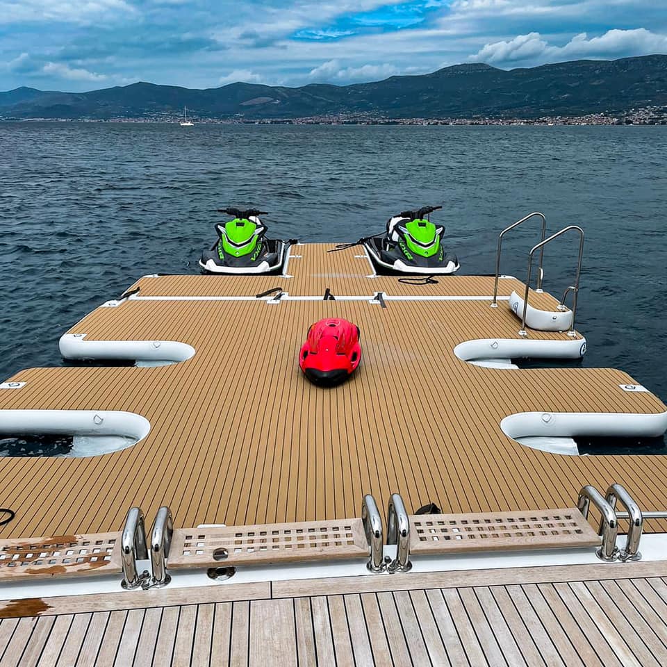 SeaRaft M-shape Deluxe Jet Ski dock- Square Teak Deck 950