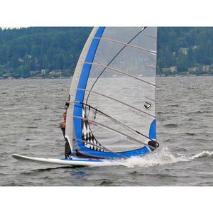 Windsurf Board - Man windsurfing with the Aerotech Sails 2021 Windsurfer LT Windsurf Board on quite calm water