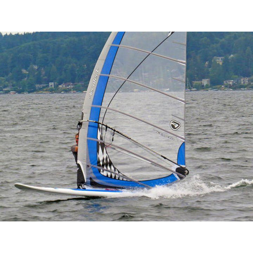 Windsurf Board - Man windsurfing with the Aerotech Sails 2021 Windsurfer LT Windsurf Board on not so calm water