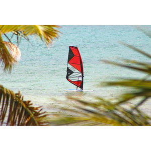 Windsurf Board - Man windsurfing with the Aerotech Sails 2021 Windsurfer LT Windsurf Board and Air X Sail on calm water