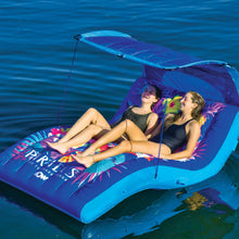 Load image into Gallery viewer, WOW S-Shaped with Canopy Inflatable Platform floating in the water with 2 women on it