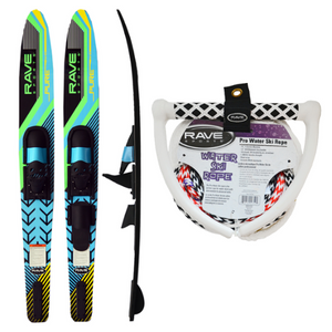 Rave Adult Pure Combo Water Ski With 75' 1-Section Ski Rope w/NBR Smooth Grip- Promo