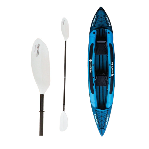 Akona Grand XL Inflatable Double Kayak and good timer kayak paddle