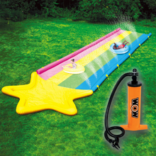 Load image into Gallery viewer, WOW 40&#39; x 8&#39; Rainbow Star Inflatable Slide  with  WOW double action hand pump