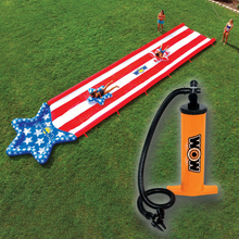 Load image into Gallery viewer, WOW Americana Stars &amp; Stripes Inflatable Slide  with WOW double action hand pump