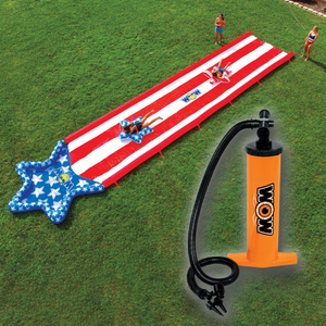 WOW Americana Stars & Stripes Inflatable Slide  with WOW double action hand pump