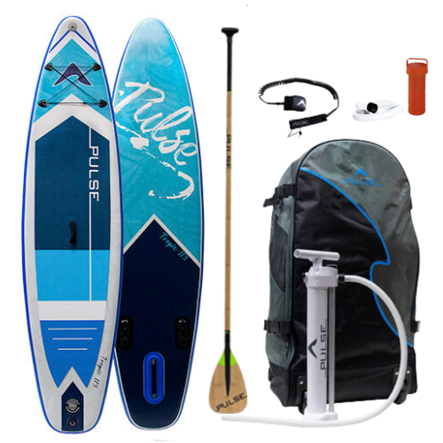 Pulse The Tropic 13 ft Inflatable Stand Up Paddleboard with Leash, paddle, repair kit and carry bag and  Bamboo Carbon Fibre