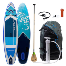 Load image into Gallery viewer, Pulse The Tropic 13 ft Inflatable Stand Up Paddleboard with Leash, paddle, repair kit and carry bag and  Bamboo Carbon Fibre