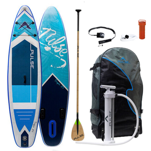 Pulse The Tropic 13 ft Inflatable Stand Up Paddleboard with Leash, paddle, repair kit and carry bag and  Bamboo Carbon Fibre