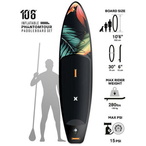 Stand Up Paddle Board - Hurley PhantomTour 10'6" Inflatable Stand Up Paddle Board specs