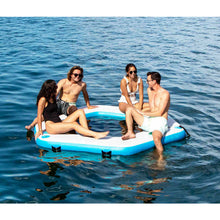 Load image into Gallery viewer, Group of friends enjoying on the Solstice Watersports 8’6” Inflatable Hex Mesh Dock