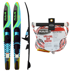 Rave Adult Pure Combo Water Ski With 75' 4-Section Ski Rope w/NBR Smooth Grip- Promo
