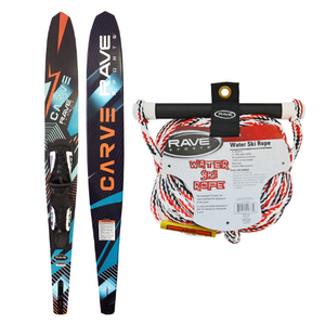 Rave Carve Slalom Water Ski with 1-SECTION SKI ROPE