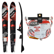 Load image into Gallery viewer, Rave Shredder Combo Water Skis and Rave 75&#39; 1-Section Ski Rope w/NBR Smooth Grip- Promo