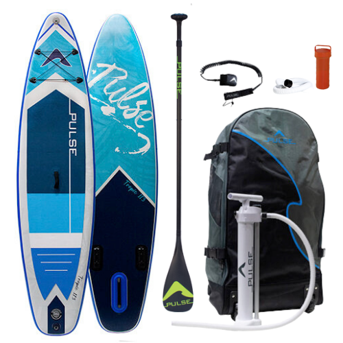 Pulse The Tropic 13 ft Inflatable Stand Up Paddleboard with Leash, paddle, repair kit and carry bag and  Full Carbon Fibre Adjustable Paddle