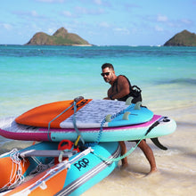 Load image into Gallery viewer, POP Board Co 8&#39;6&quot; Guru Orange/ Blue Fiberglass Paddle Board