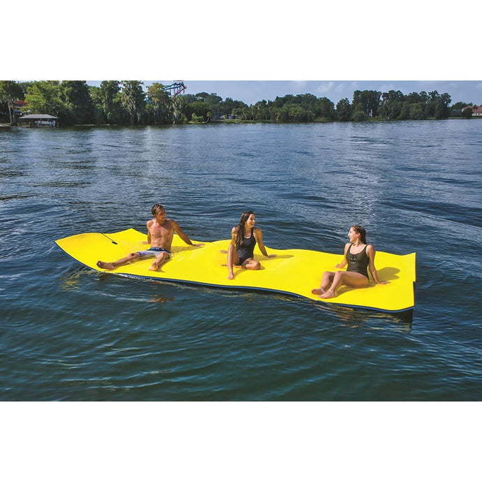 WOW CHILLraft 6′ and 16′ Floating Foam Mats with  3 people on it