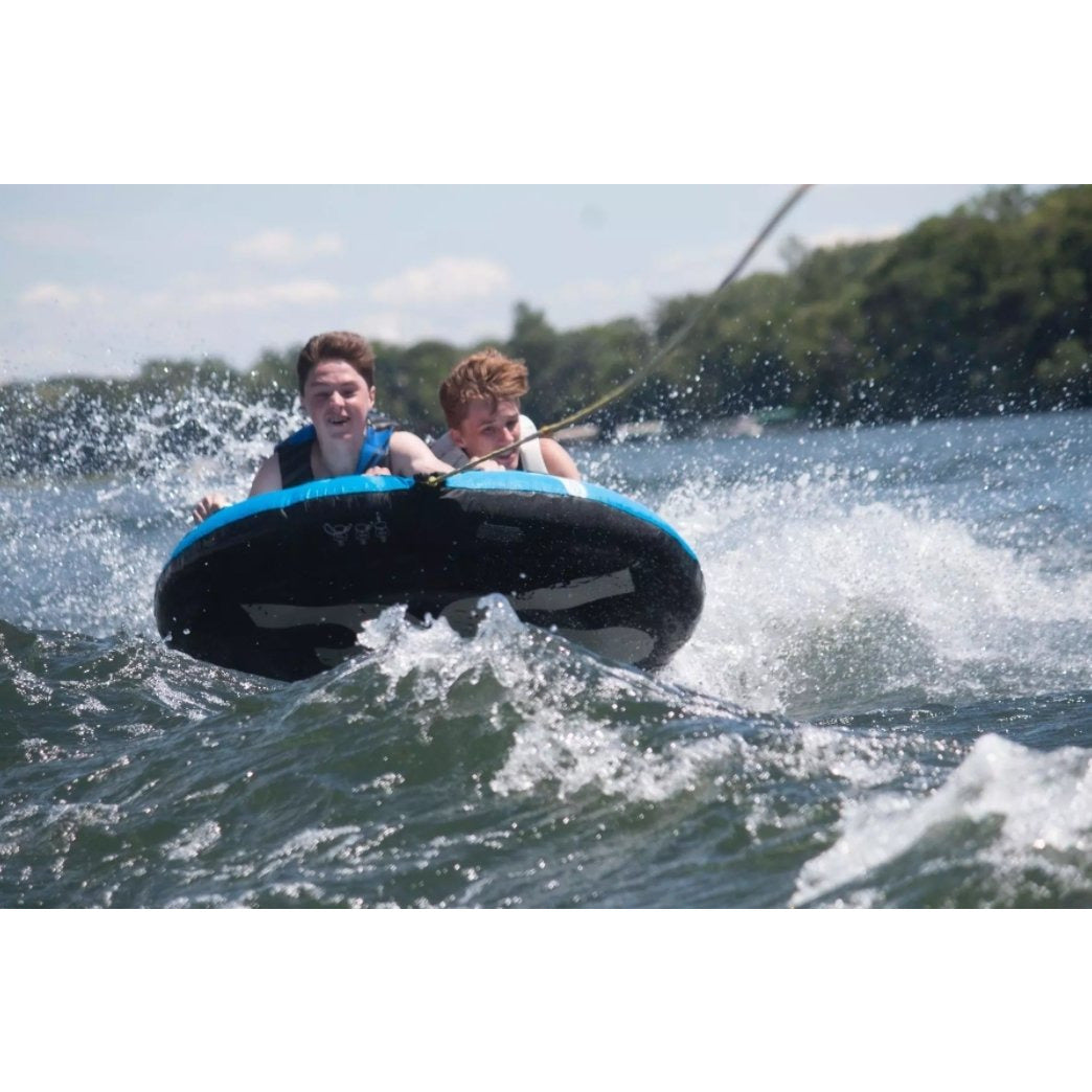 2 person enjoying Rave Sports Storm 2 Rider Towable 02322