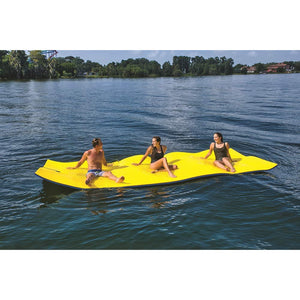 WOW CHILLraft 6′ and 16′ Floating Foam Mats with  3 people on it
