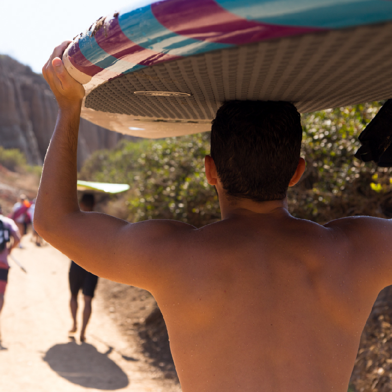 POP Board Co 9'6" Saltwater Beaver Red/ Blue Fiberglass Paddle Board