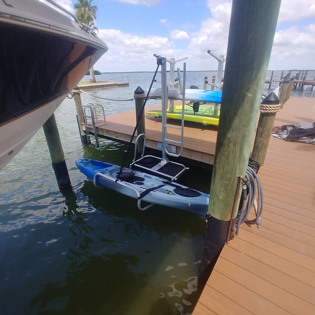 Seahorse Docking Single Fixed Kayak Launch attached to a fixed dock