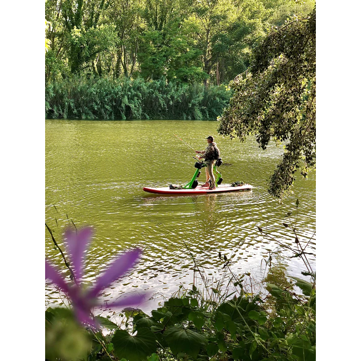 A Man Riding The Red Shark Bike Surf Adventure Water Bike