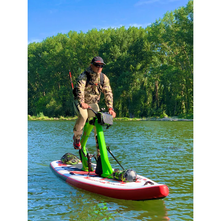 Red Shark Bike Surf Adventure With A Man Riding On It