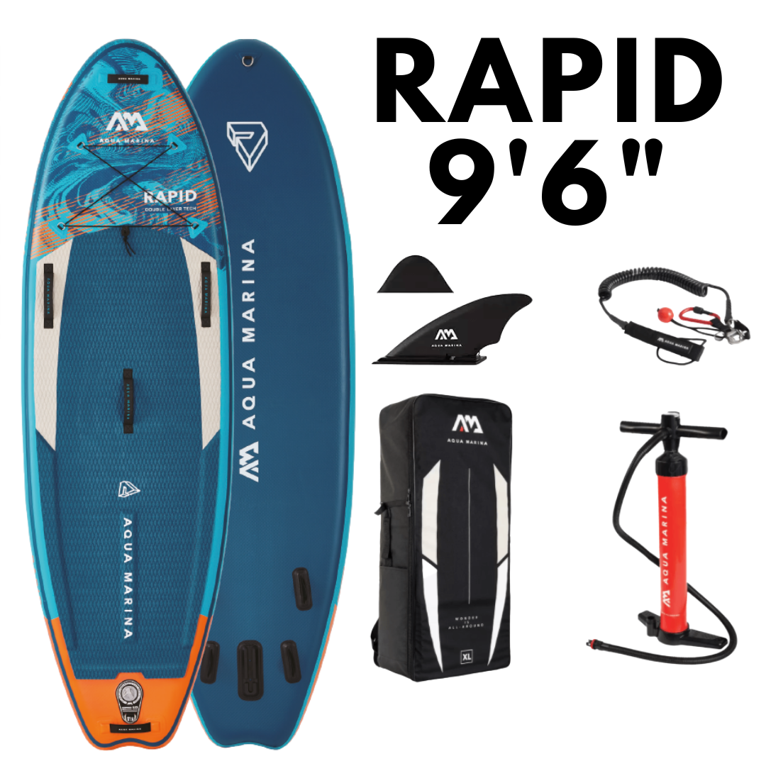 Inflatable Stand-Up Paddlebard - Aqua Marina Rapid 9'6" Inflatable Stand Up Paddleboard complete set