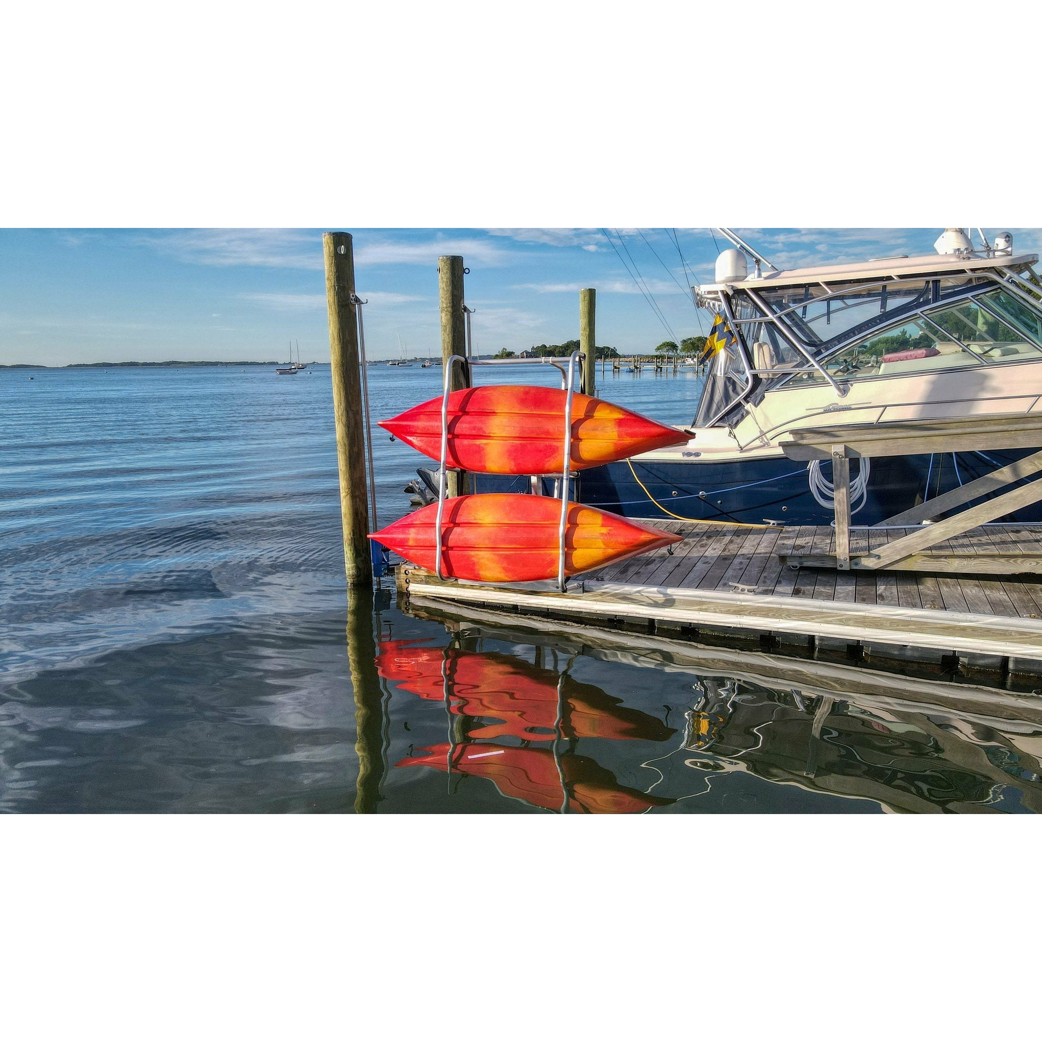 Kayak Dock - Seahorse Docking Floating Dock Double Kayak Launch And Stow in the Stowed Position