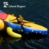 Kid in Island Hopper Gator Monster Head 