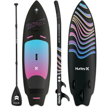 Load image into Gallery viewer, Inflatable Stand Up Paddle Board - Hurley PhantomSurf 9&#39; Ombré Inflatable Stand Up Paddle Board HUR-006 front, side and back view with paddle