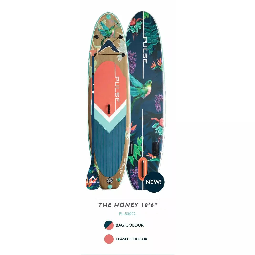 Pulse The Honey 10'6" Inflatable Stand Up Paddleboard front and back view
