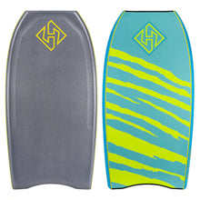 Load image into Gallery viewer, Hubboards Hubb Edition PP HD - Crescent Tail  Gun Metal Grey Deck and Aqua Slick with Yellow Safety Stripes,