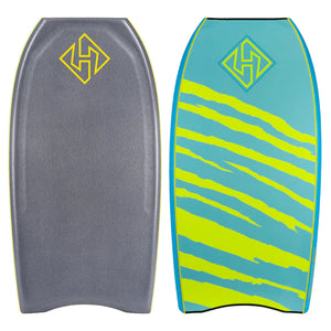 Hubboards Hubb Edition PP HD - Crescent Tail  Gun Metal Grey Deck and Aqua Slick with Yellow Safety Stripes,