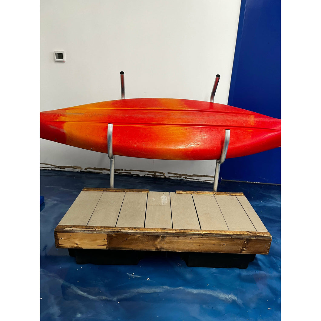 Kayak Accessories - Seahorse Docking Kayak Storage Racks attached to a wood dock single with kayak