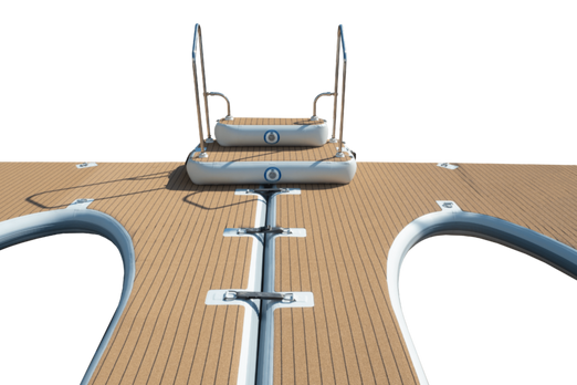 SeaRaft M-shape Deluxe Jet Ski dock- Rounded Teak Deck 1400