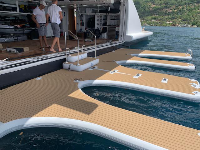 SeaRaft M-shape Deluxe Jet Ski dock- Rounded Teak Deck 1400