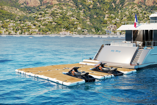 SeaRaft M-shape Deluxe Jet Ski dock- Rounded Teak Deck 1400