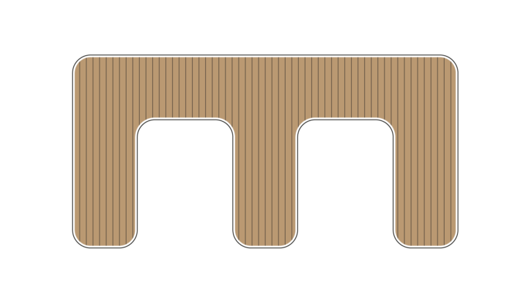 SeaRaft M-shape Deluxe Jet Ski dock- Rounded Teak Deck 1400