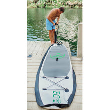 Load image into Gallery viewer, Inflatable stand up paddleboard - Man inflating the Eco Outfitters Inflatable Stand Up Paddle Board 10&#39;6 