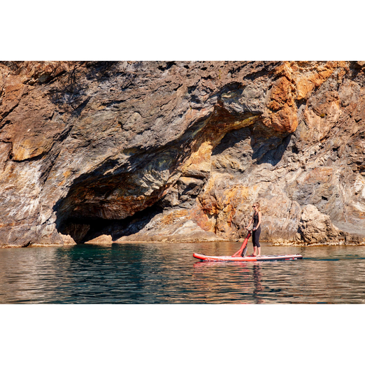 Red Shark Scooter Surf Water Scooter SUP with a woman on it