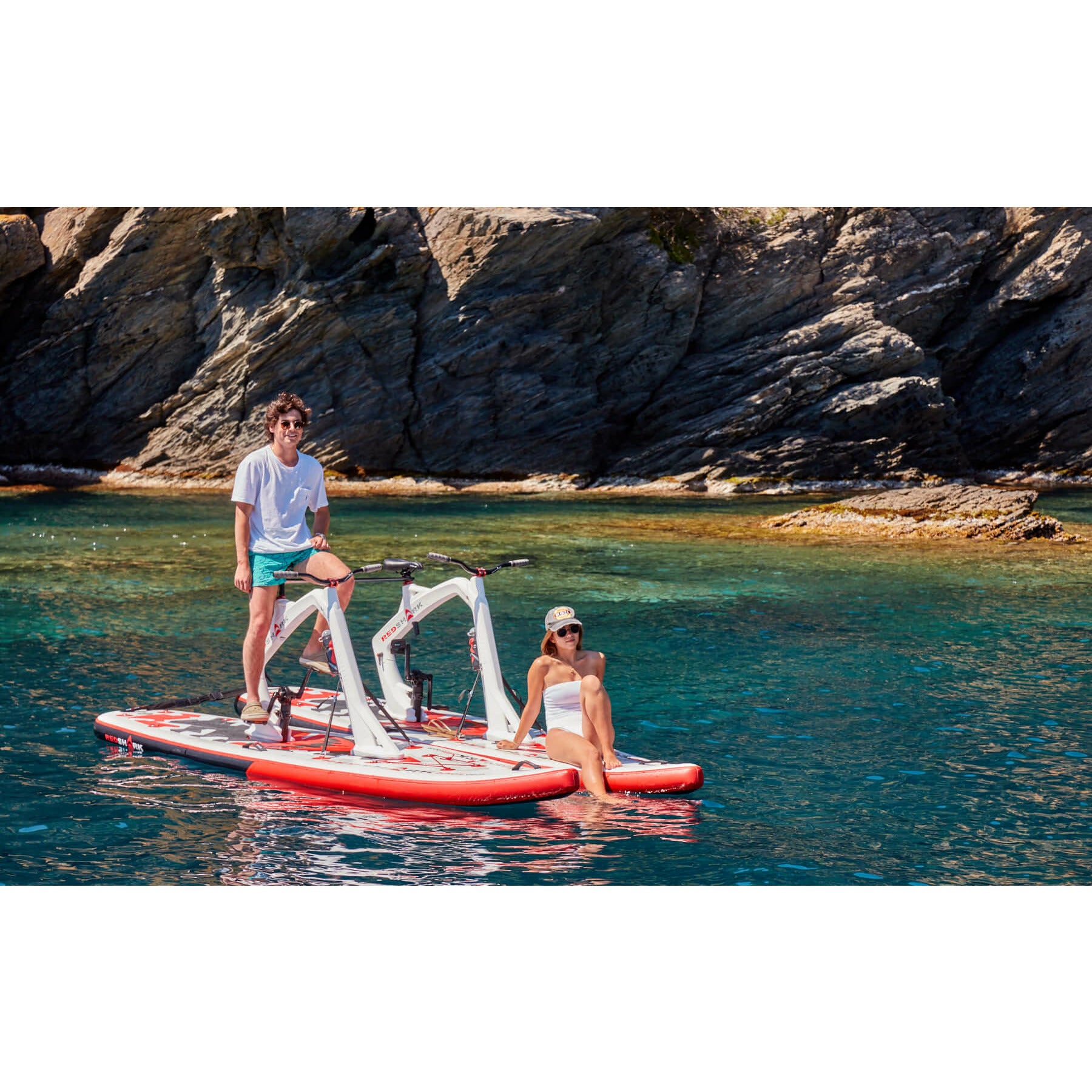 Red Shark Paddle Board with Enjoy Bike Kit 
