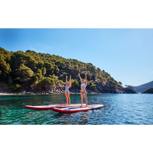 2 People On Redshark Multi Water Sports Board Inflatable SUP with Gym Kit