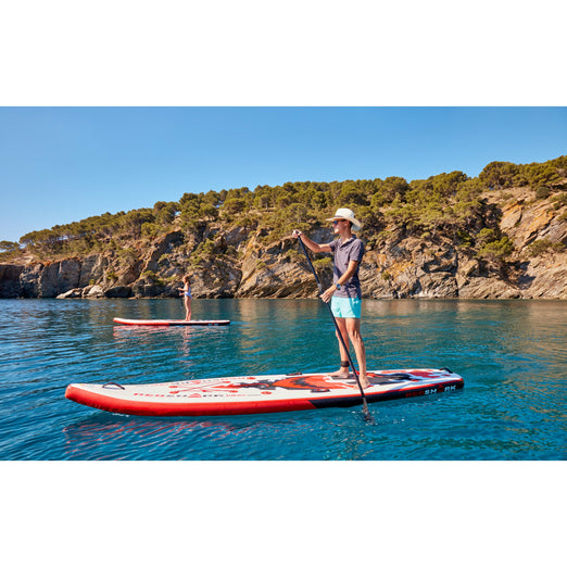 Red Shark Paddle Kit With 2 People Riding On it