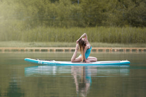 Lady Doing Yoga On A SipaBoards Inflatable Paddleboards