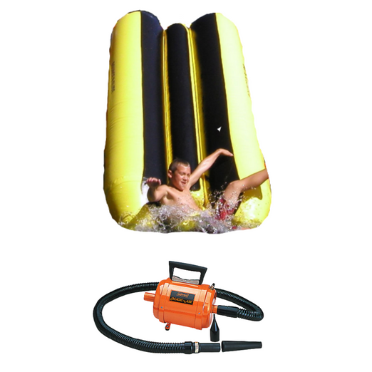 Island Hopper Bounce N Slide Water Trampoline attachments Yellow with Island Hopper Metro Vac Magic Air Deluxe Inflator