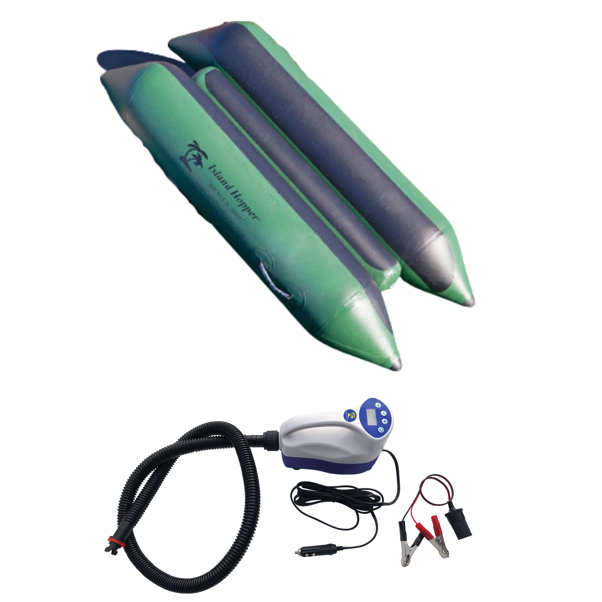 Island Hopper Bounce N Slide Water Trampoline attachments Green with Island Hopper  PSI 15 Auto-Set Pump 