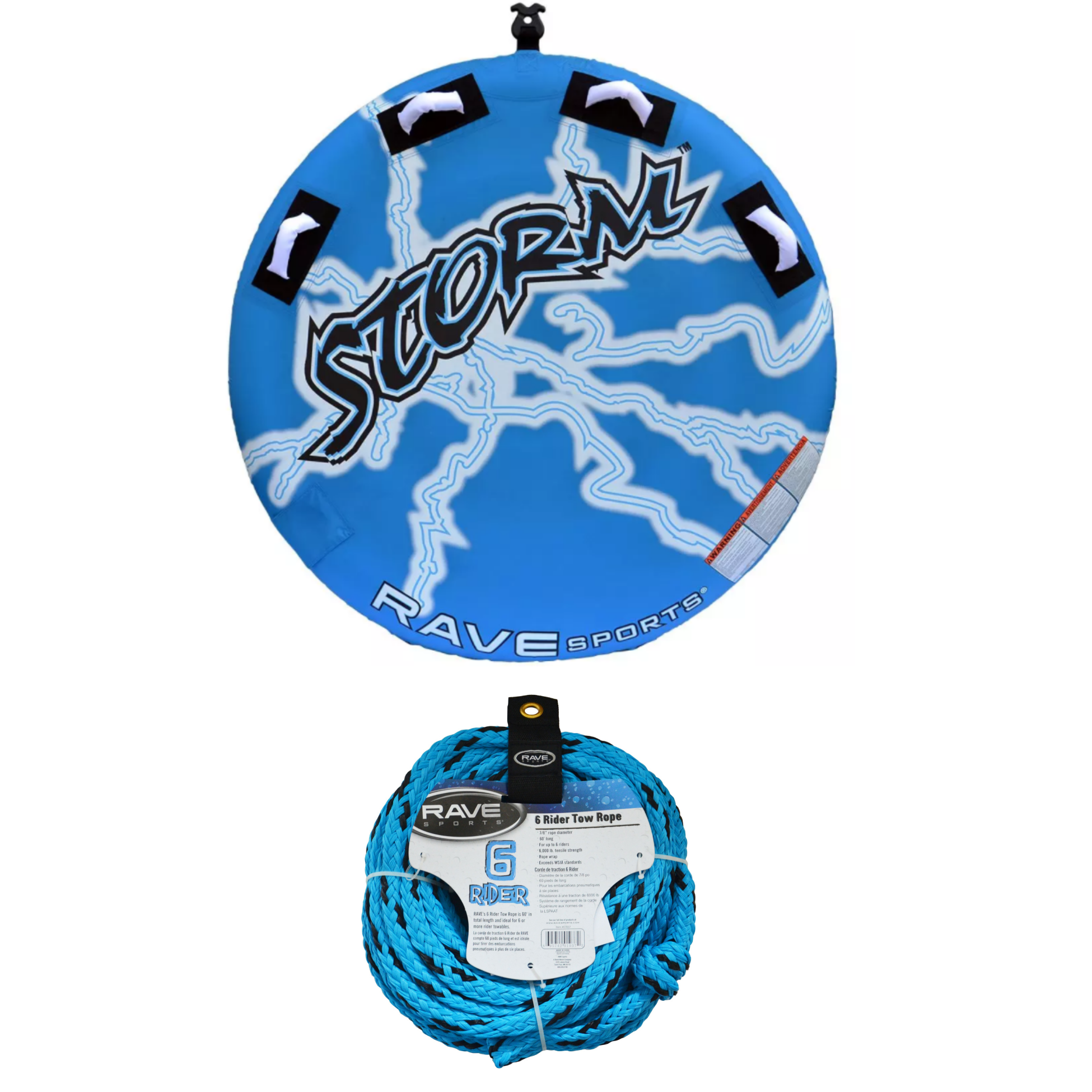 Rave Sports Storm 2 Rider Towable 02322 with 6 Rider Tow Rope 01037