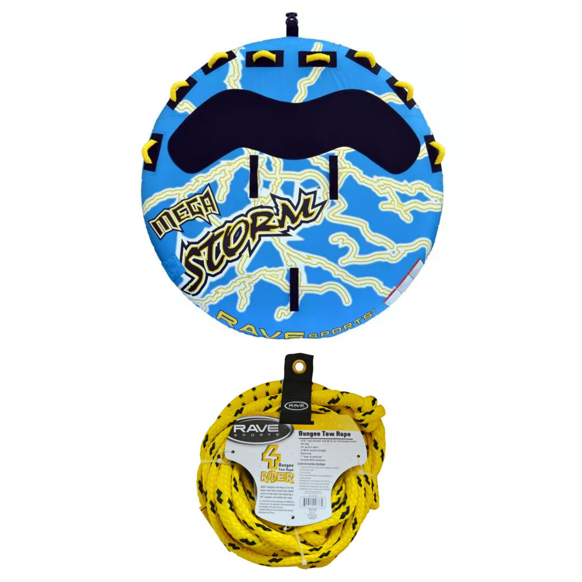 Rave Sports Mega Storm 4 Rider Towable 02325 with Bungee Tow Rope 02333